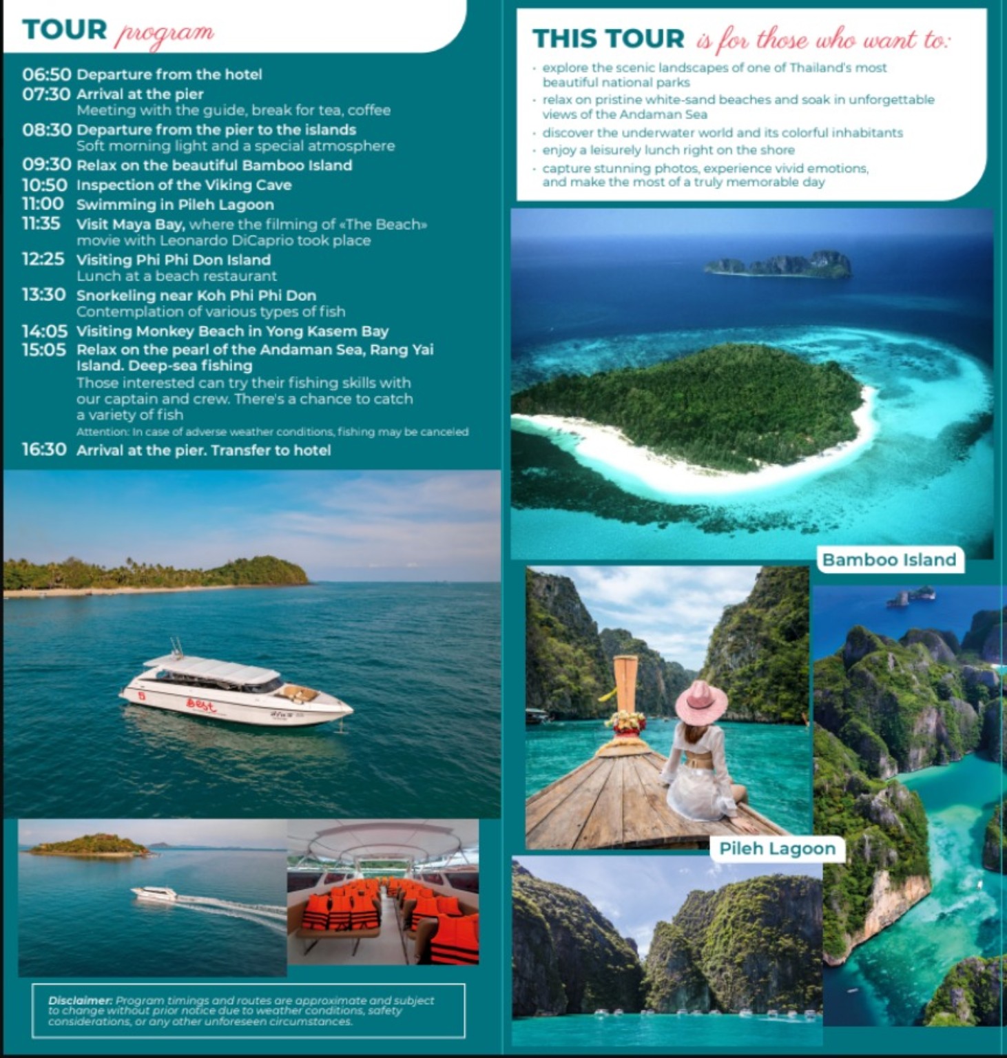 Operator speedboat from the supplied tour brochure