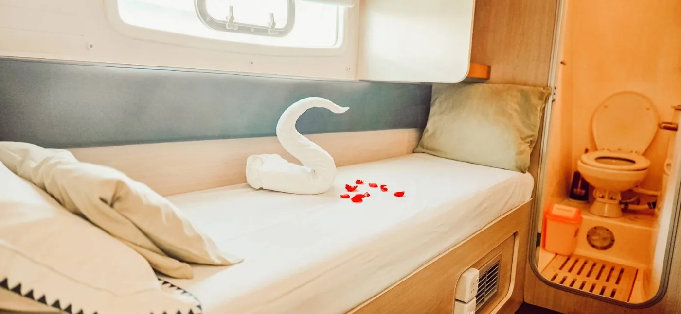 Cabin interior aboard the Catalante.